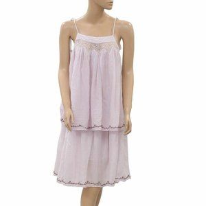 HappyXNature Embroidered Mini Dress Slip Crochet Tiered Lavender Beach S
